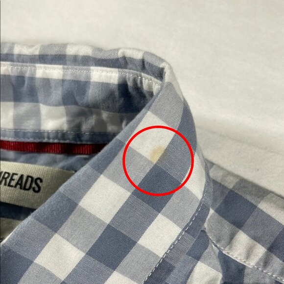 Goodthreads mens grey white gingham plaid long sleeve button down shirt - size M - Picture 6 of 10